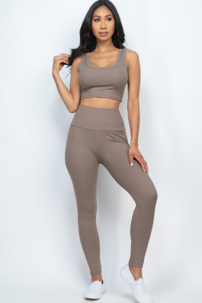 Ribbed Crop Top &amp; Leggings Set