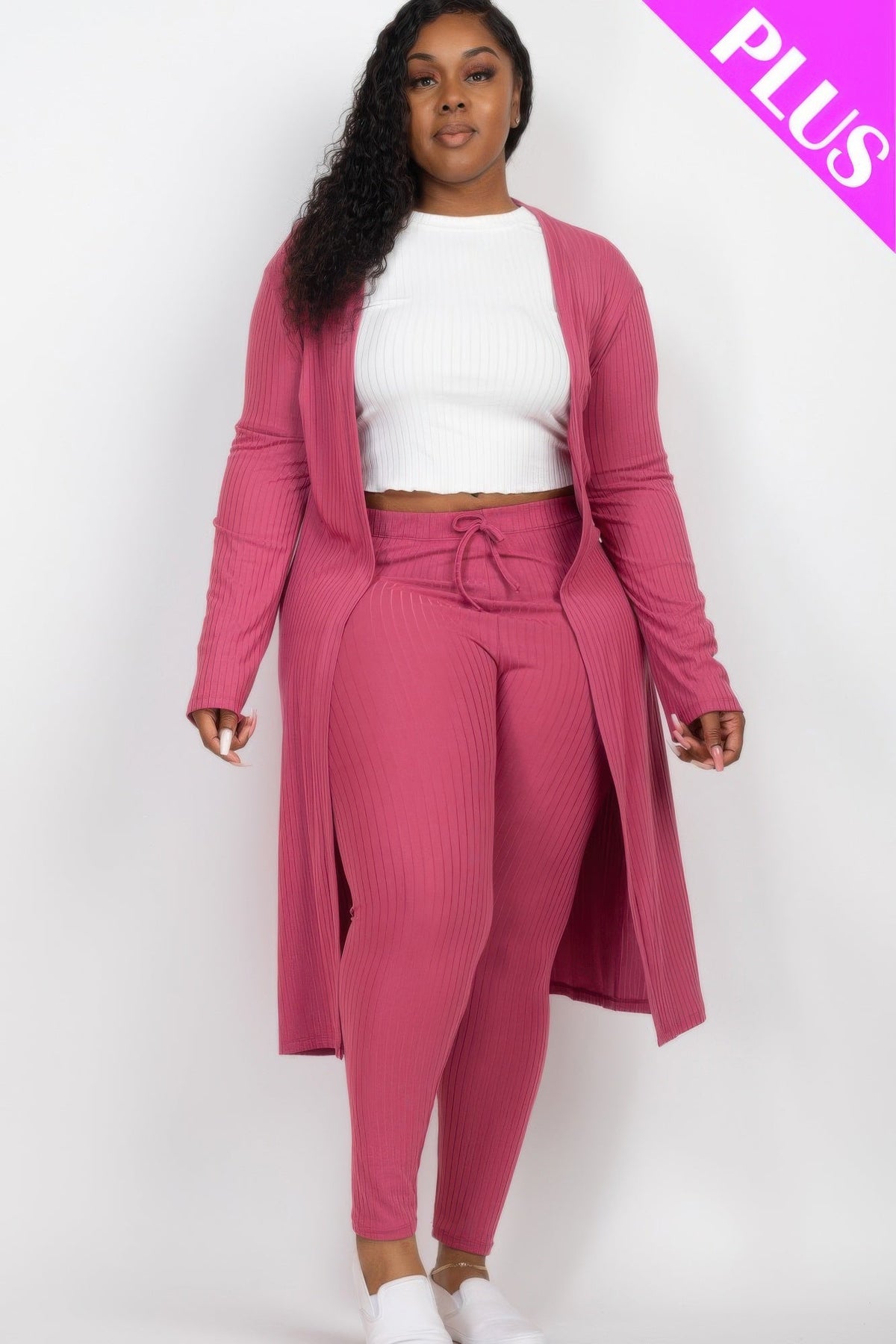 Ribbed Long Cardigan &amp; Leggings Set