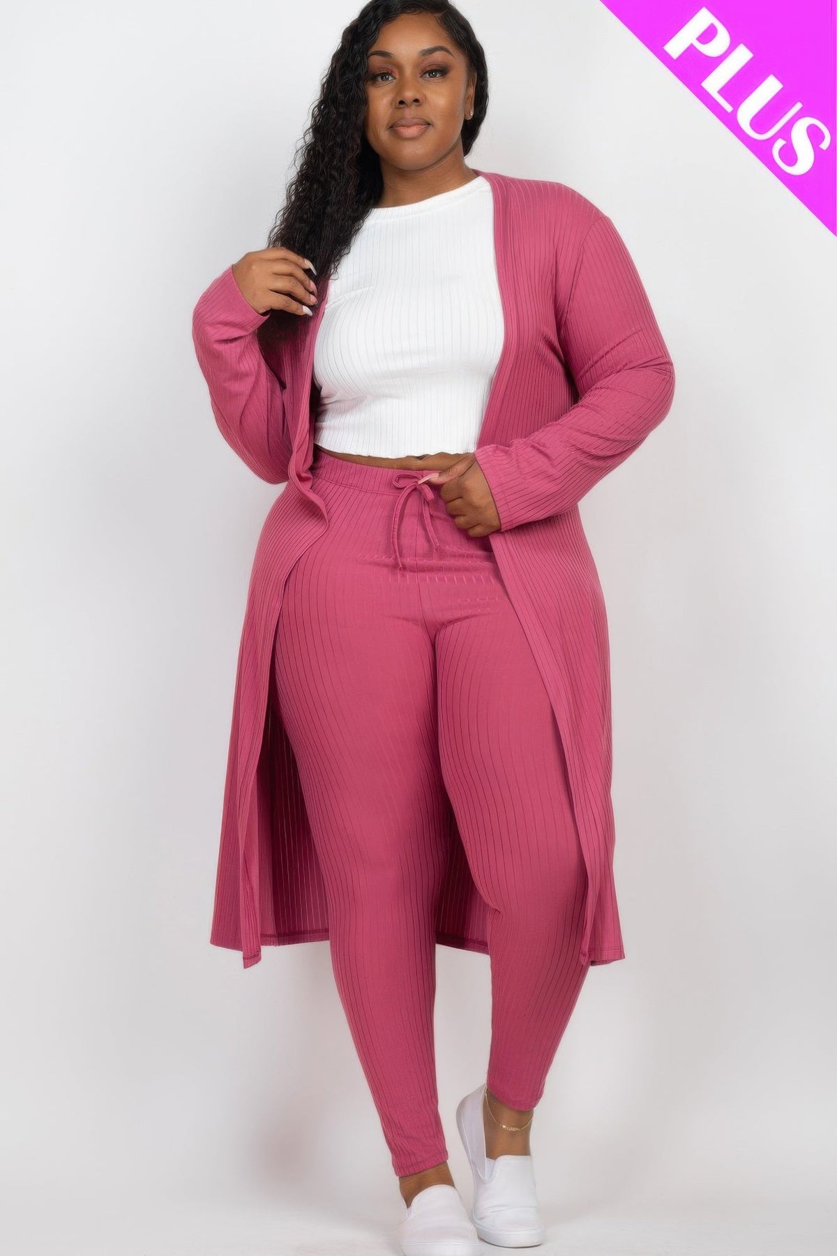 Ribbed Long Cardigan &amp; Leggings Set