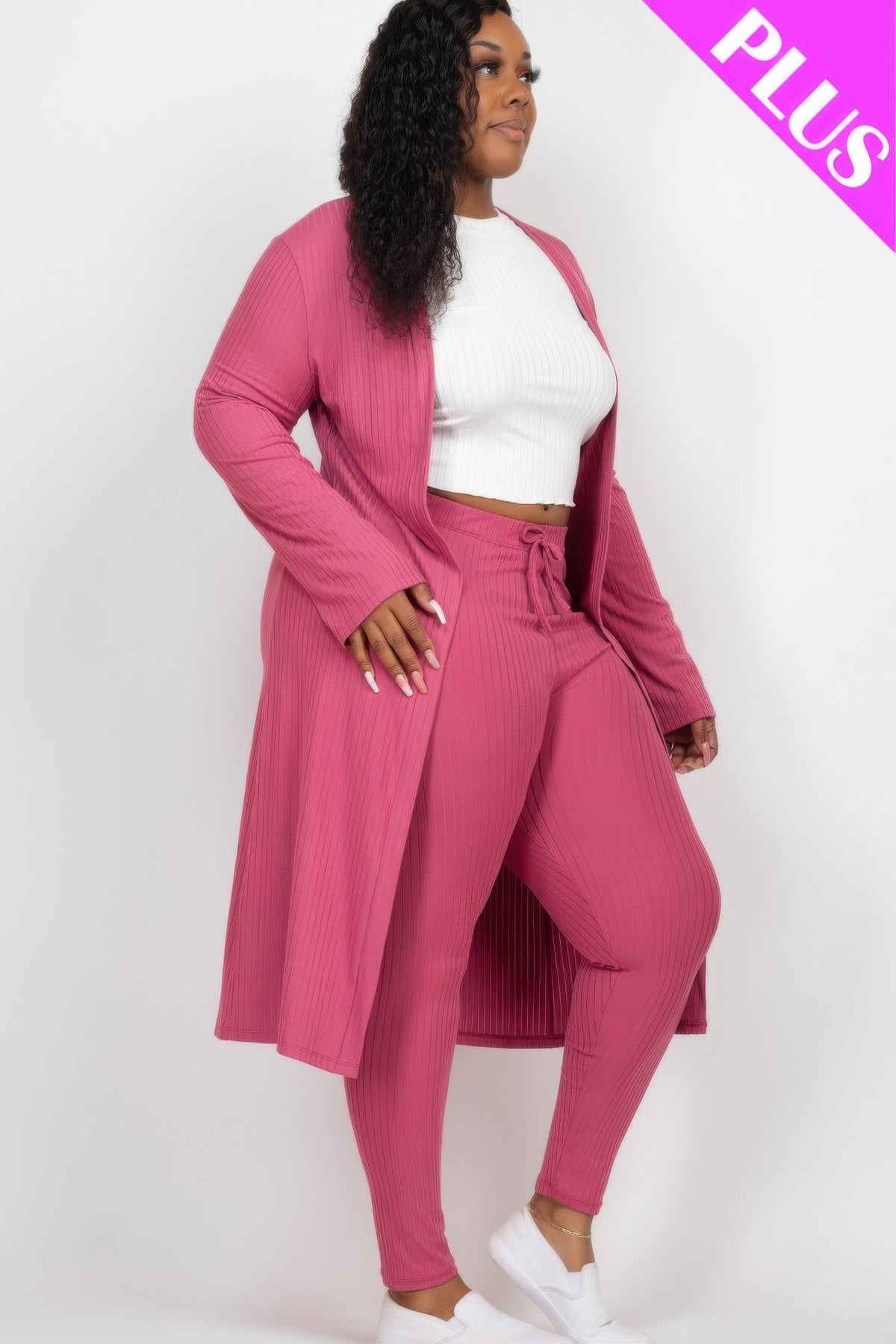 Ribbed Long Cardigan &amp; Leggings Set