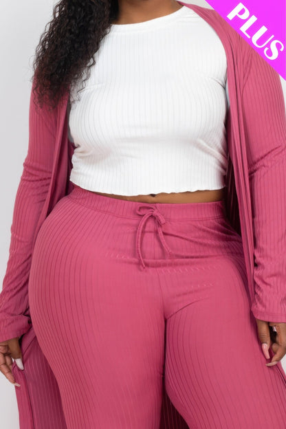 Ribbed Long Cardigan &amp; Leggings Set