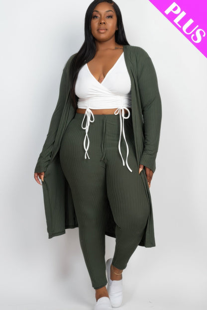 Ribbed Long Cardigan &amp; Leggings Set
