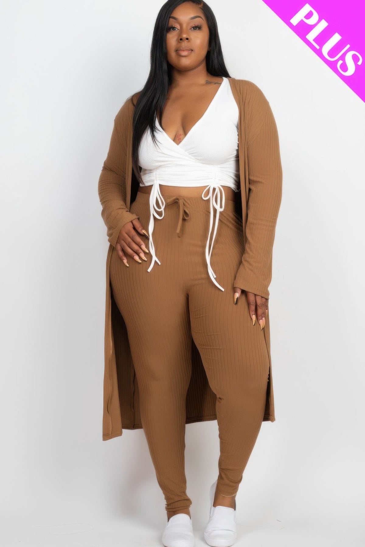 Ribbed Long Cardigan &amp; Leggings Set