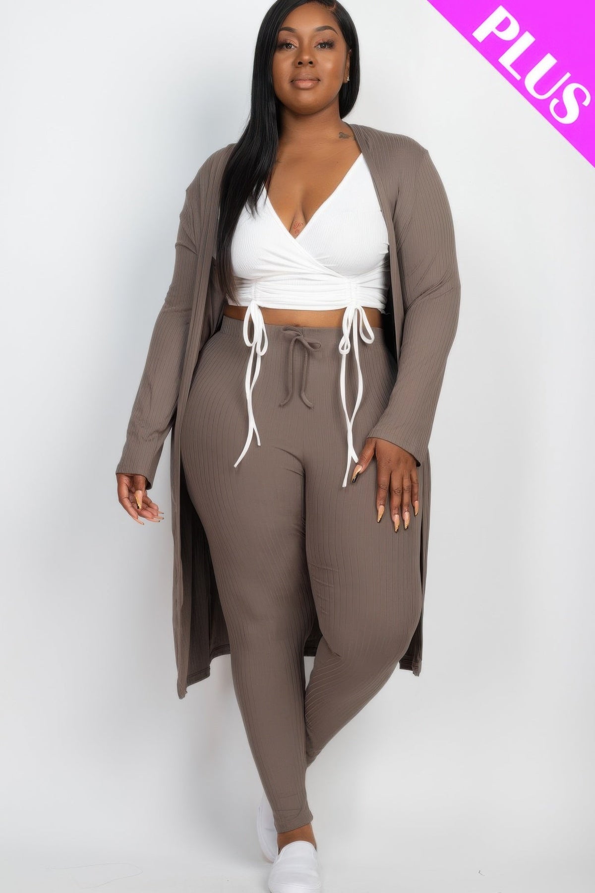 Ribbed Long Cardigan &amp; Leggings Set