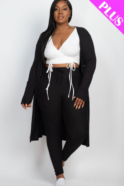 Ribbed Long Cardigan &amp; Leggings Set