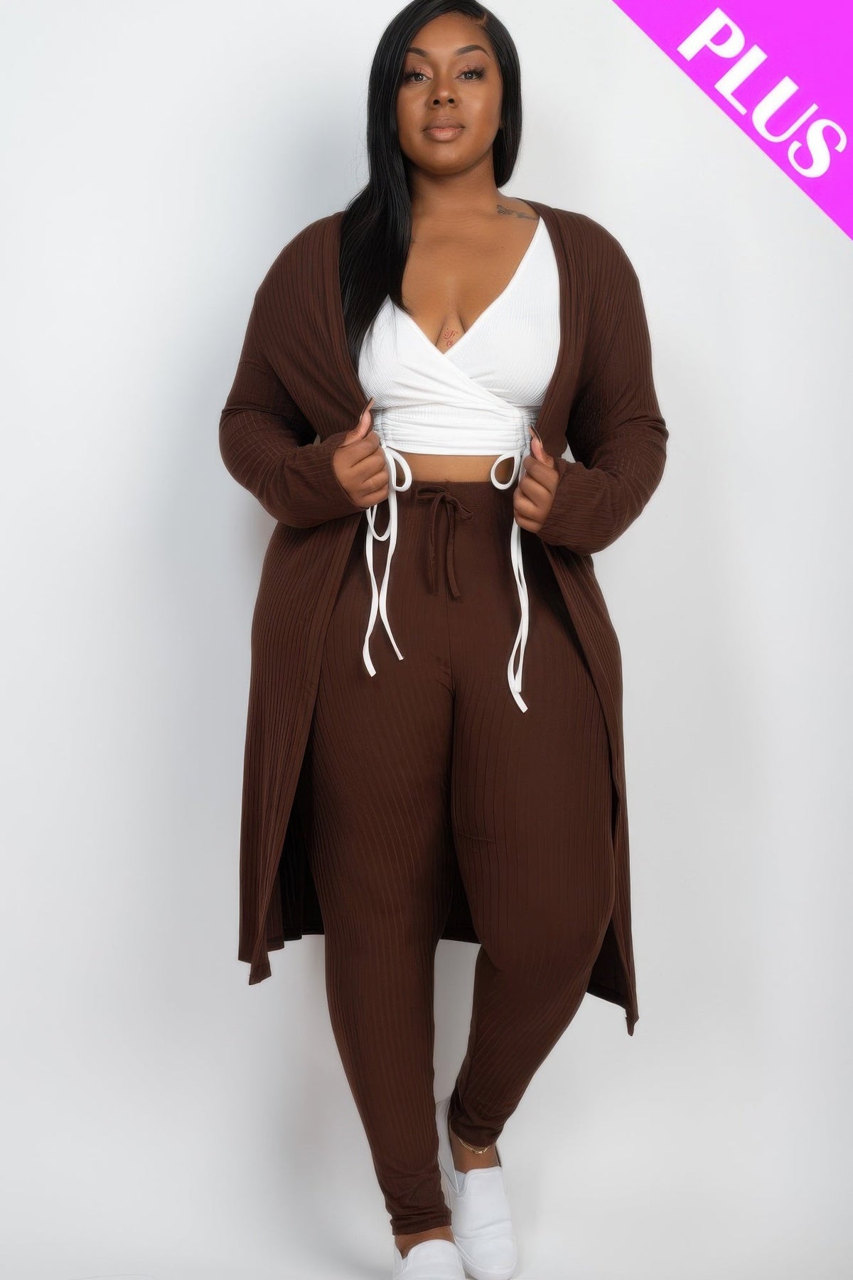 Ribbed Long Cardigan &amp; Leggings Set
