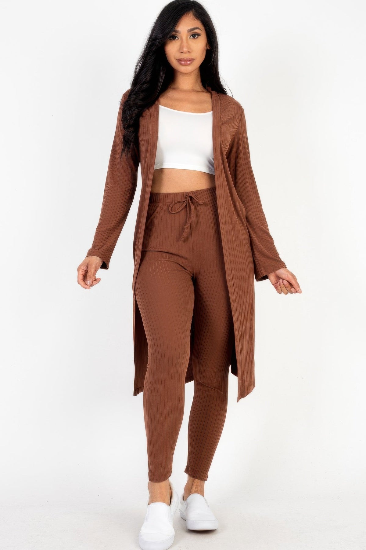Ribbed Long Cardigan &amp; Leggings Set