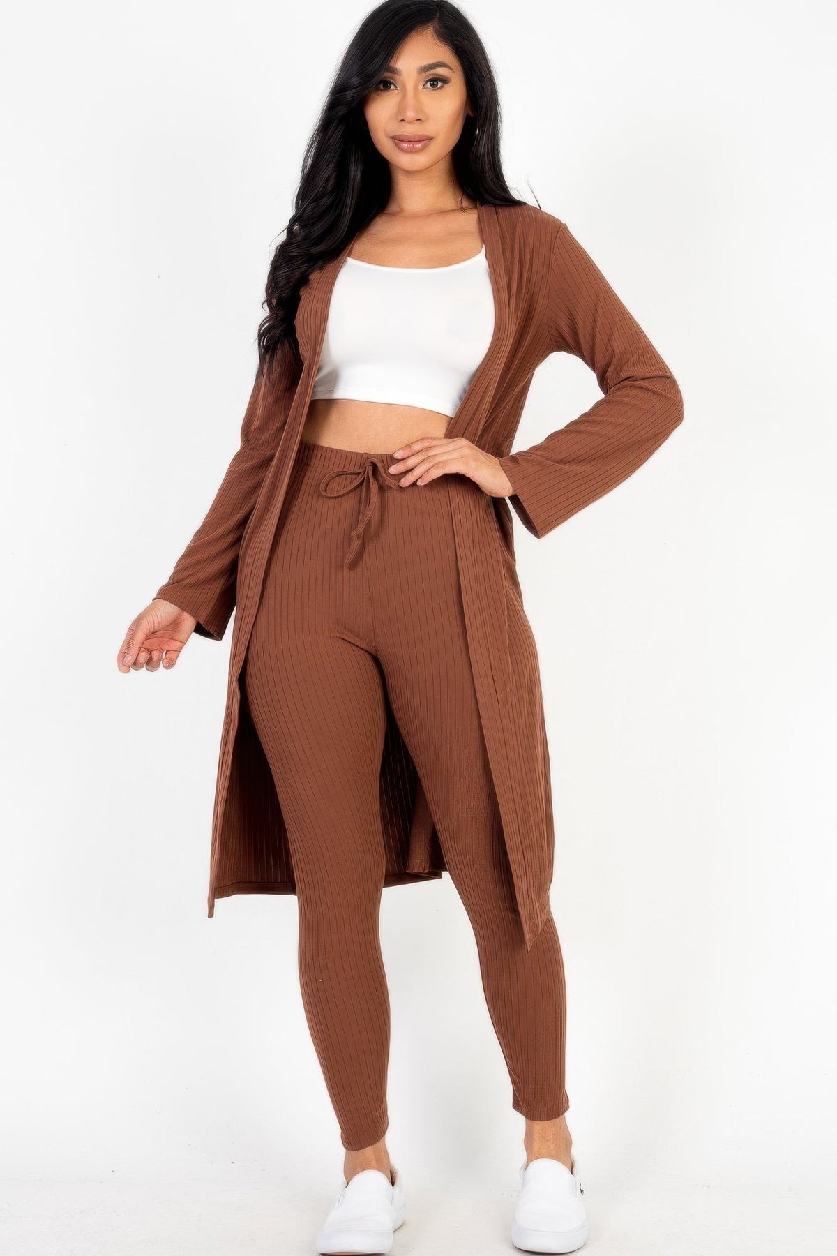 Ribbed Long Cardigan &amp; Leggings Set