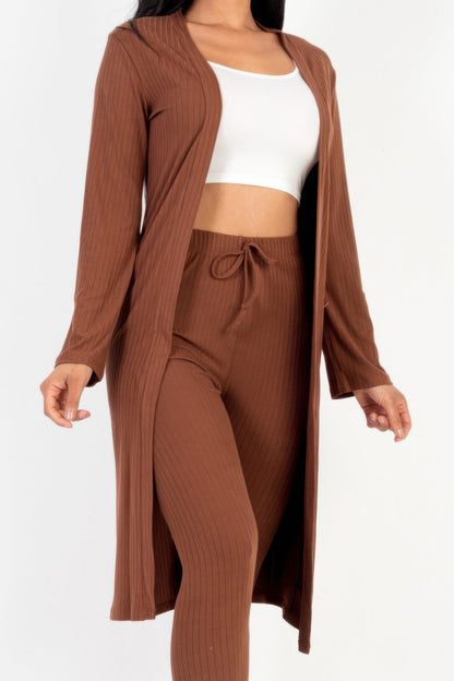 Ribbed Long Cardigan &amp; Leggings Set