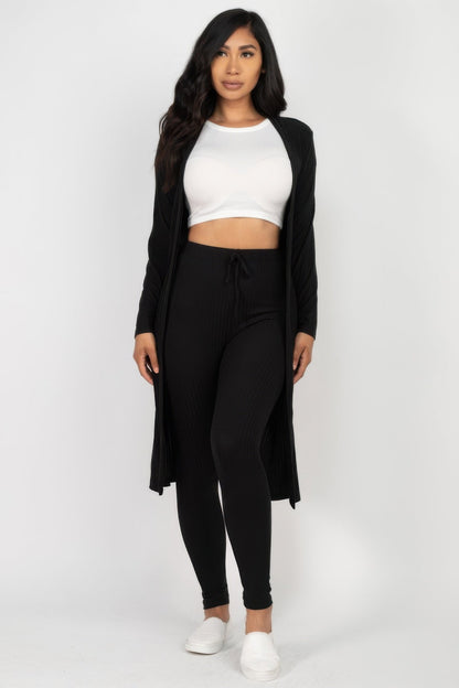 Ribbed Long Cardigan &amp; Leggings Set
