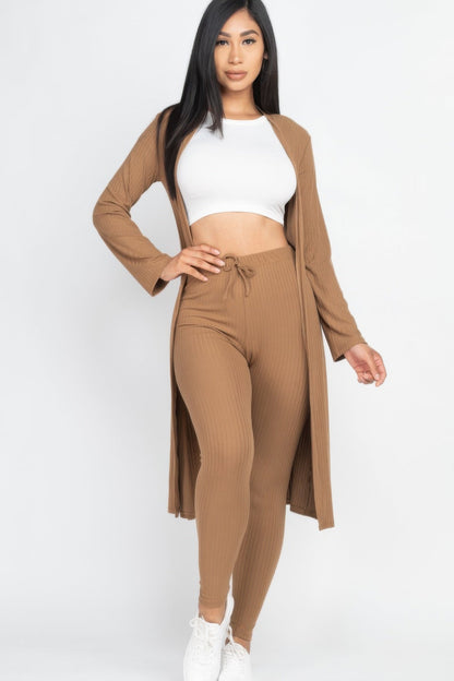 Ribbed Long Cardigan &amp; Leggings Set