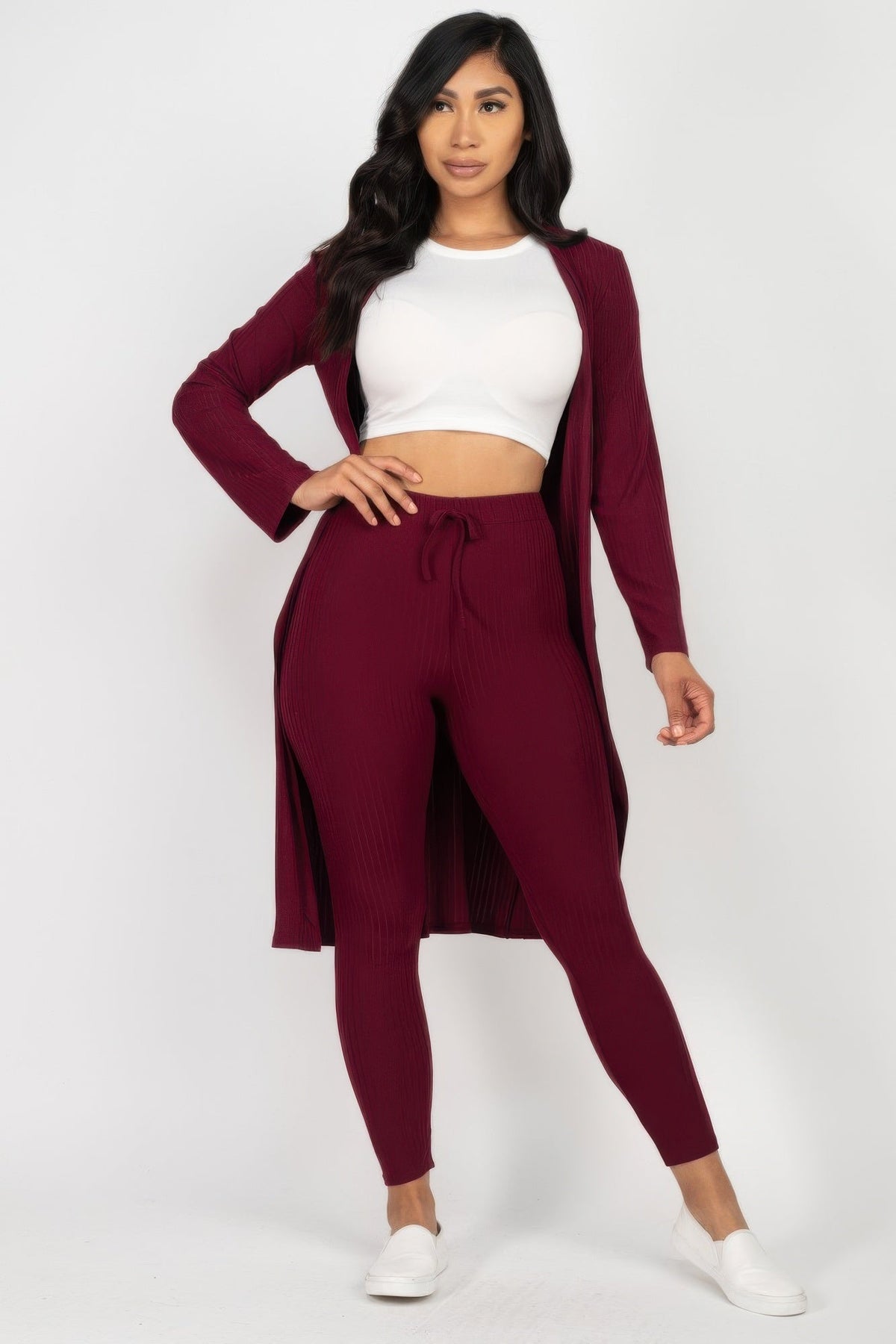 Ribbed Long Cardigan &amp; Leggings Set