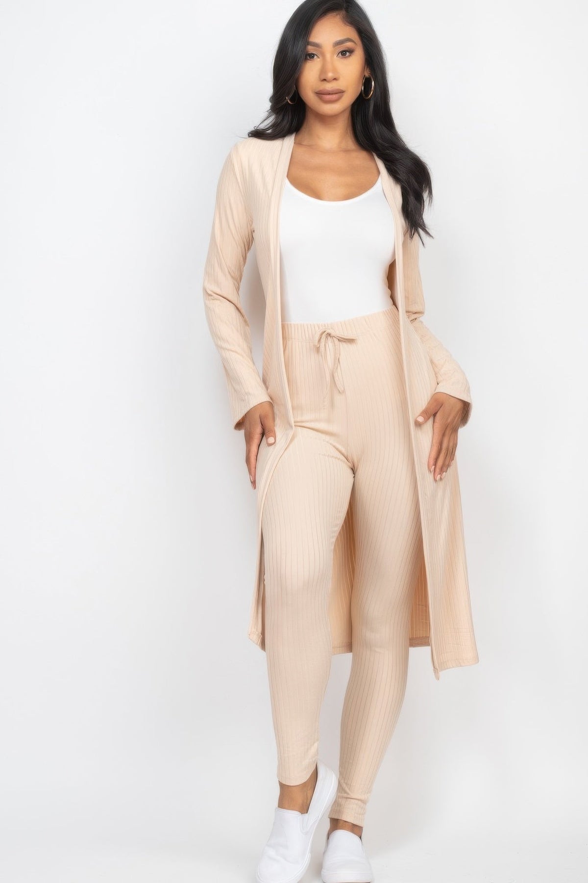 Ribbed Long Cardigan &amp; Leggings Set