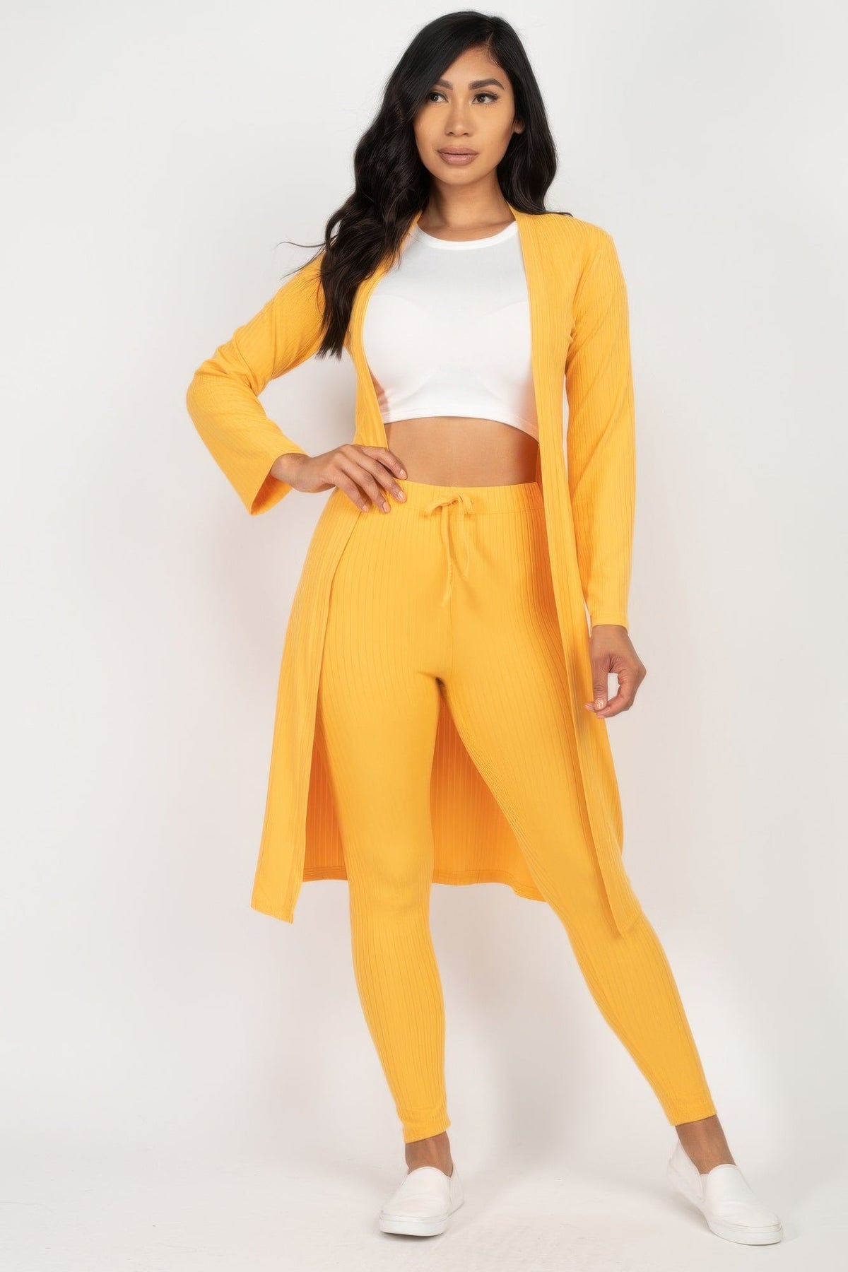 Ribbed Long Cardigan &amp; Leggings Set
