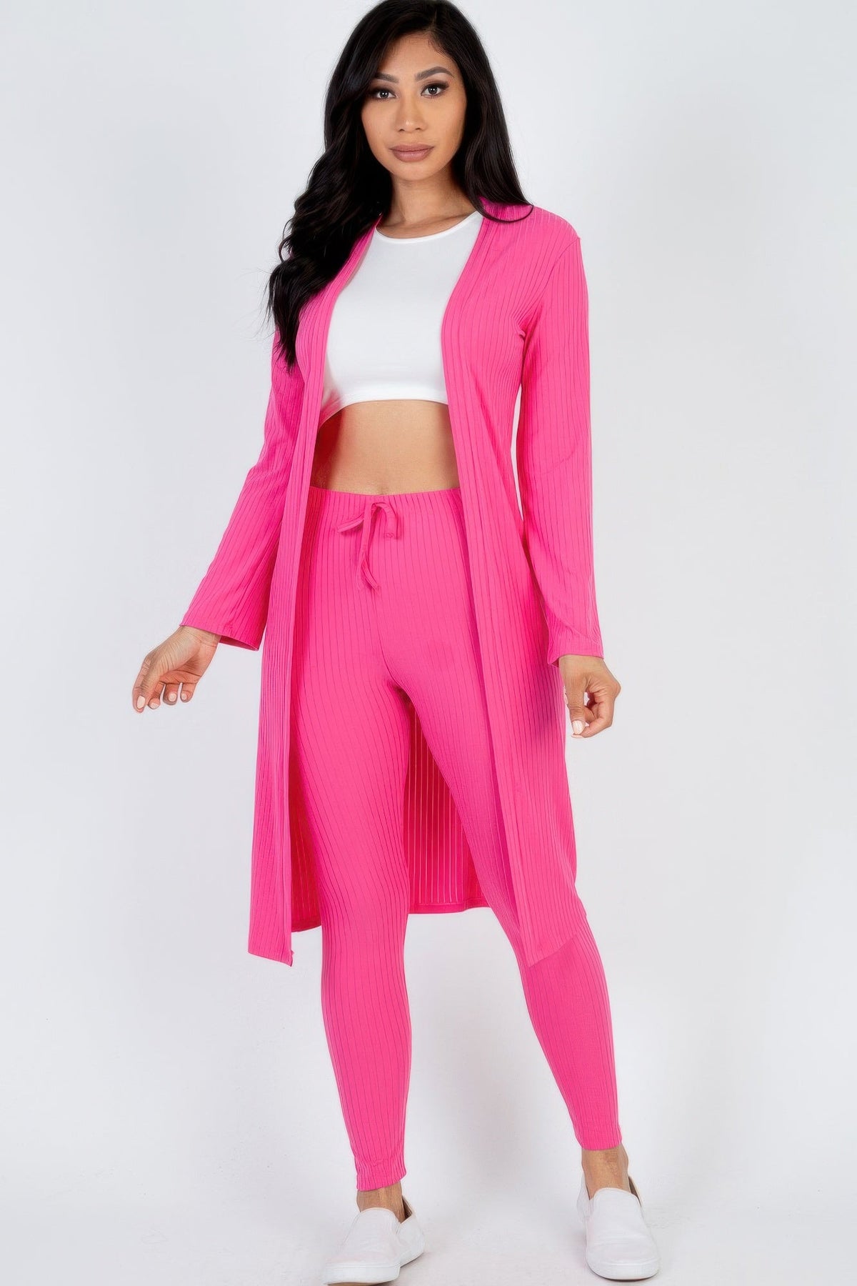 Ribbed Long Cardigan &amp; Leggings Set