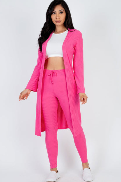 Ribbed Long Cardigan &amp; Leggings Set