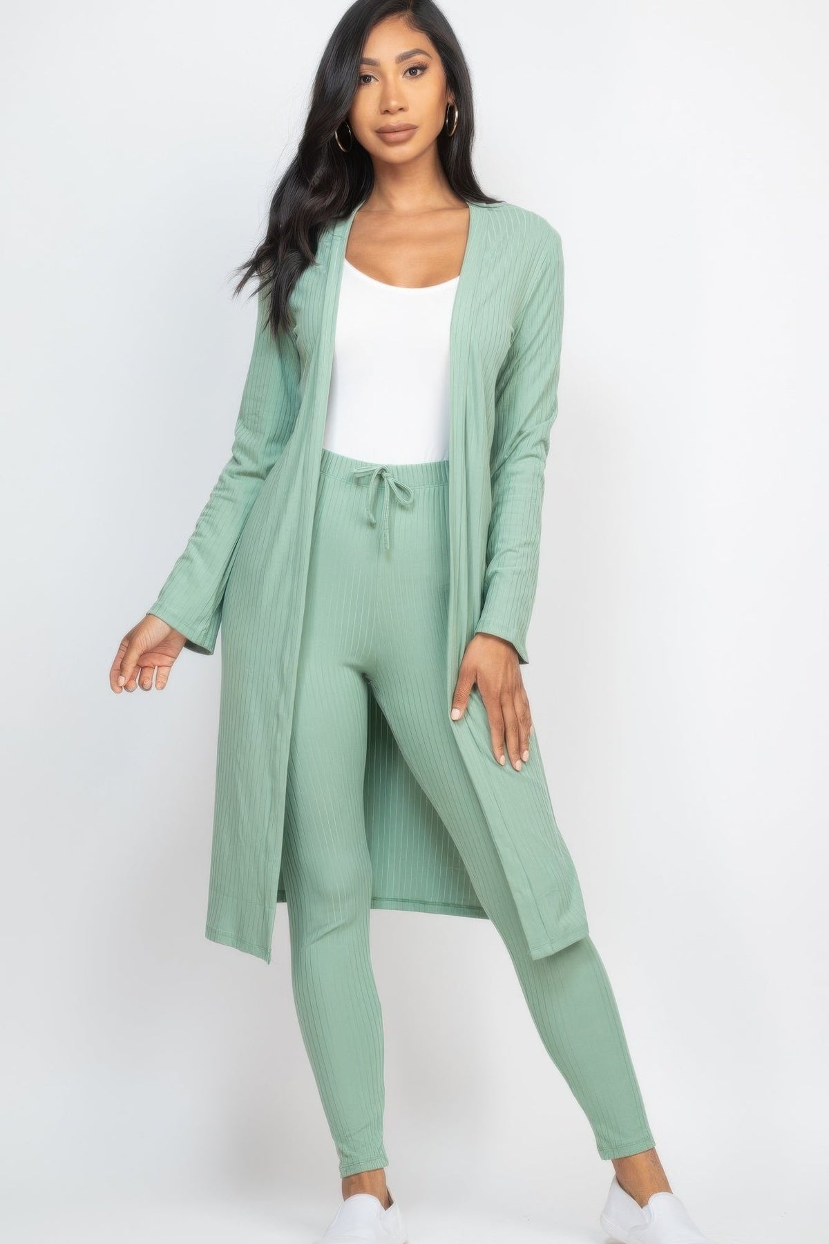 Ribbed Long Cardigan &amp; Leggings Set