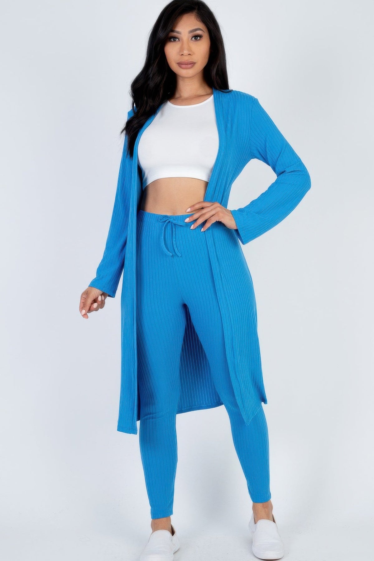 Ribbed Long Cardigan &amp; Leggings Set