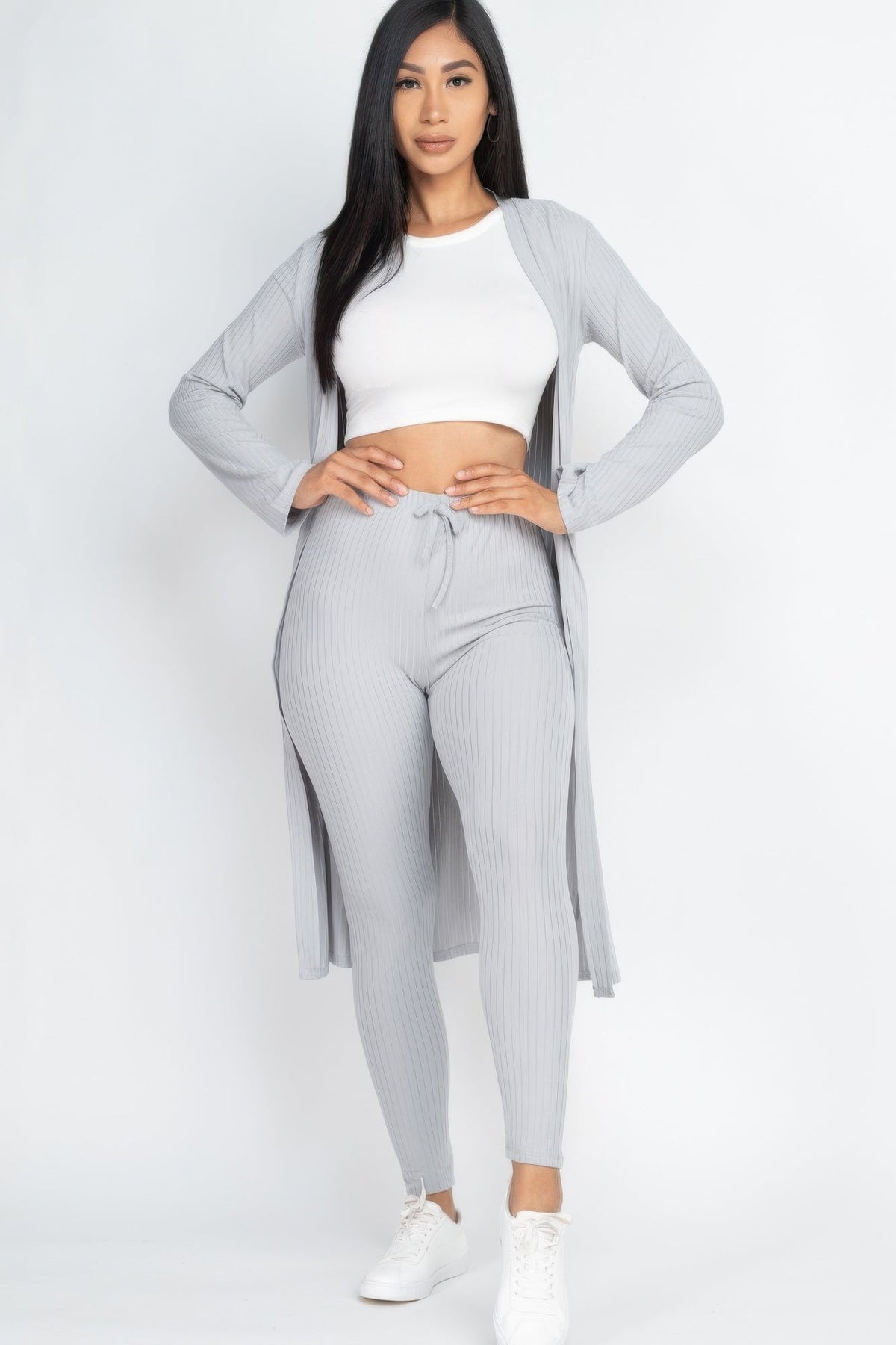 Ribbed Long Cardigan &amp; Leggings Set