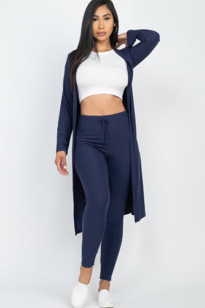 Ribbed Long Cardigan &amp; Leggings Set