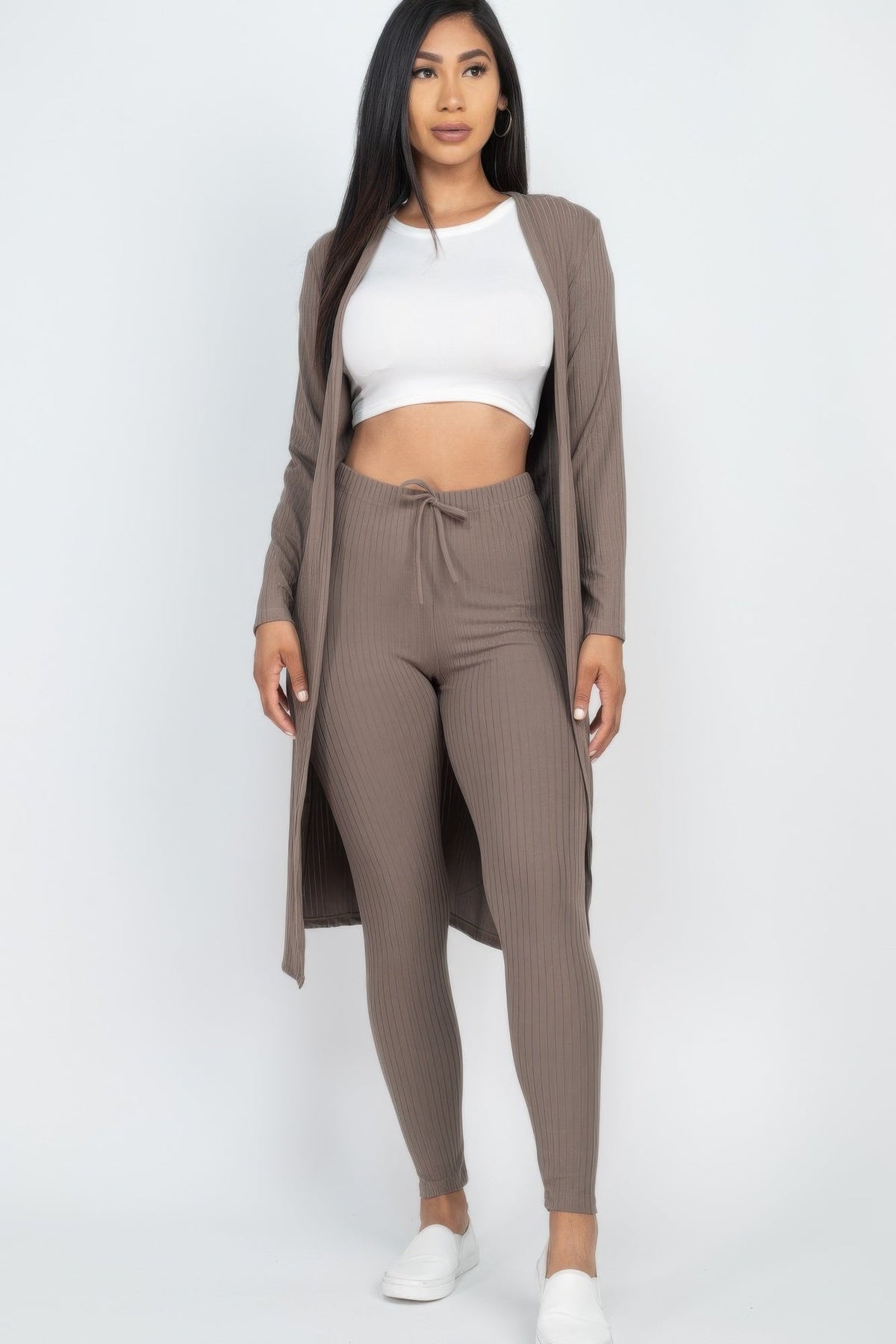 Ribbed Long Cardigan &amp; Leggings Set