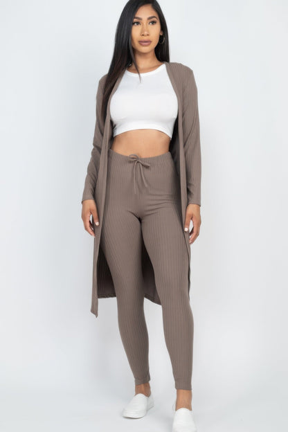 Ribbed Long Cardigan &amp; Leggings Set