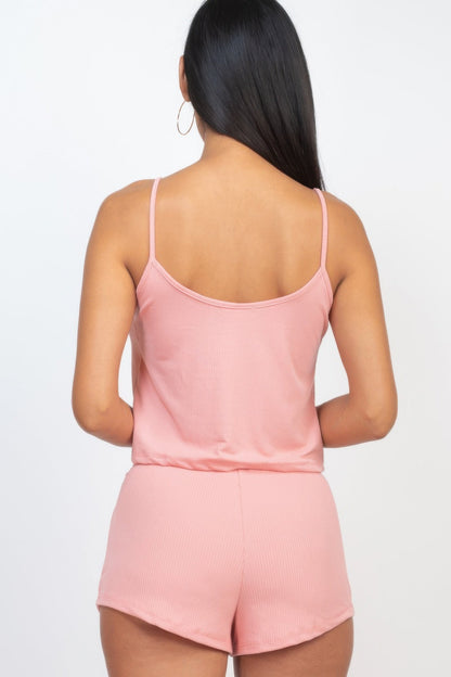 Ribbed Strappy Top &amp; Shorts Set
