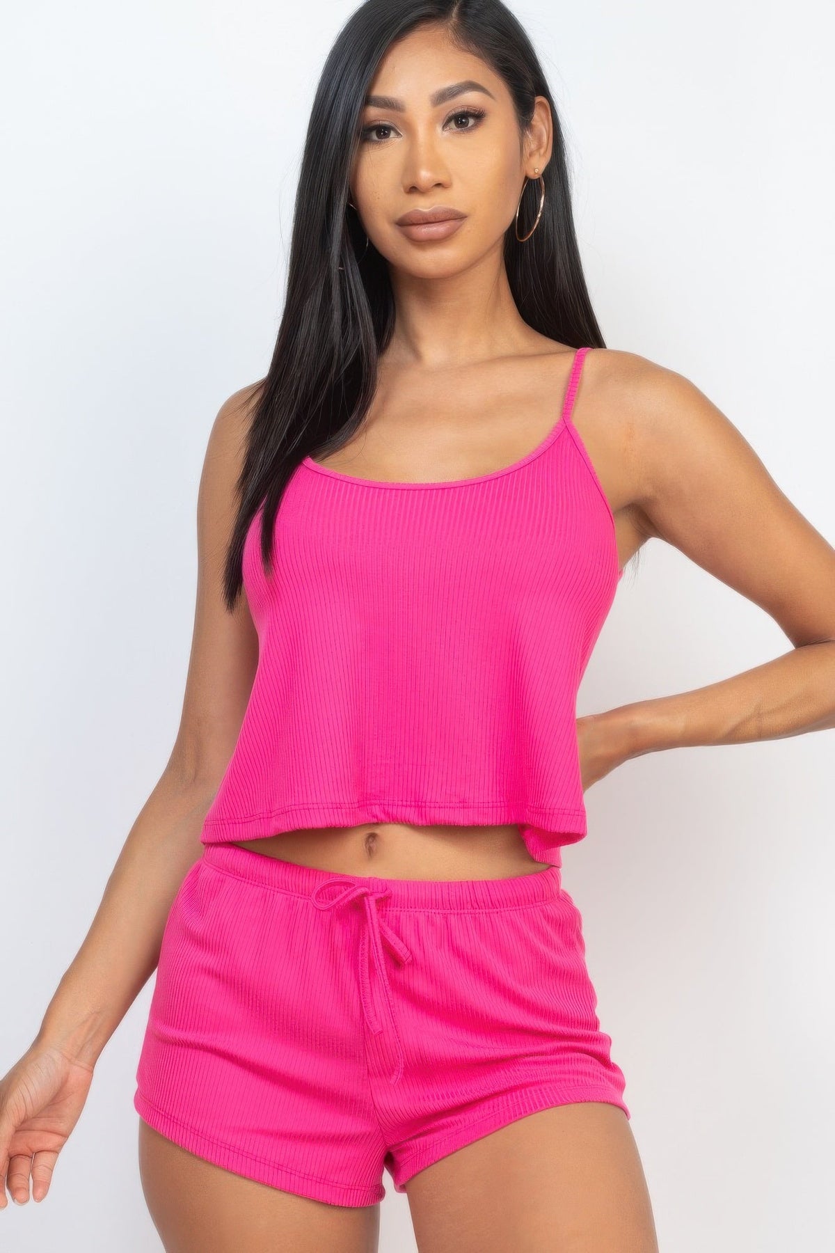 Ribbed Strappy Top &amp; Shorts Set