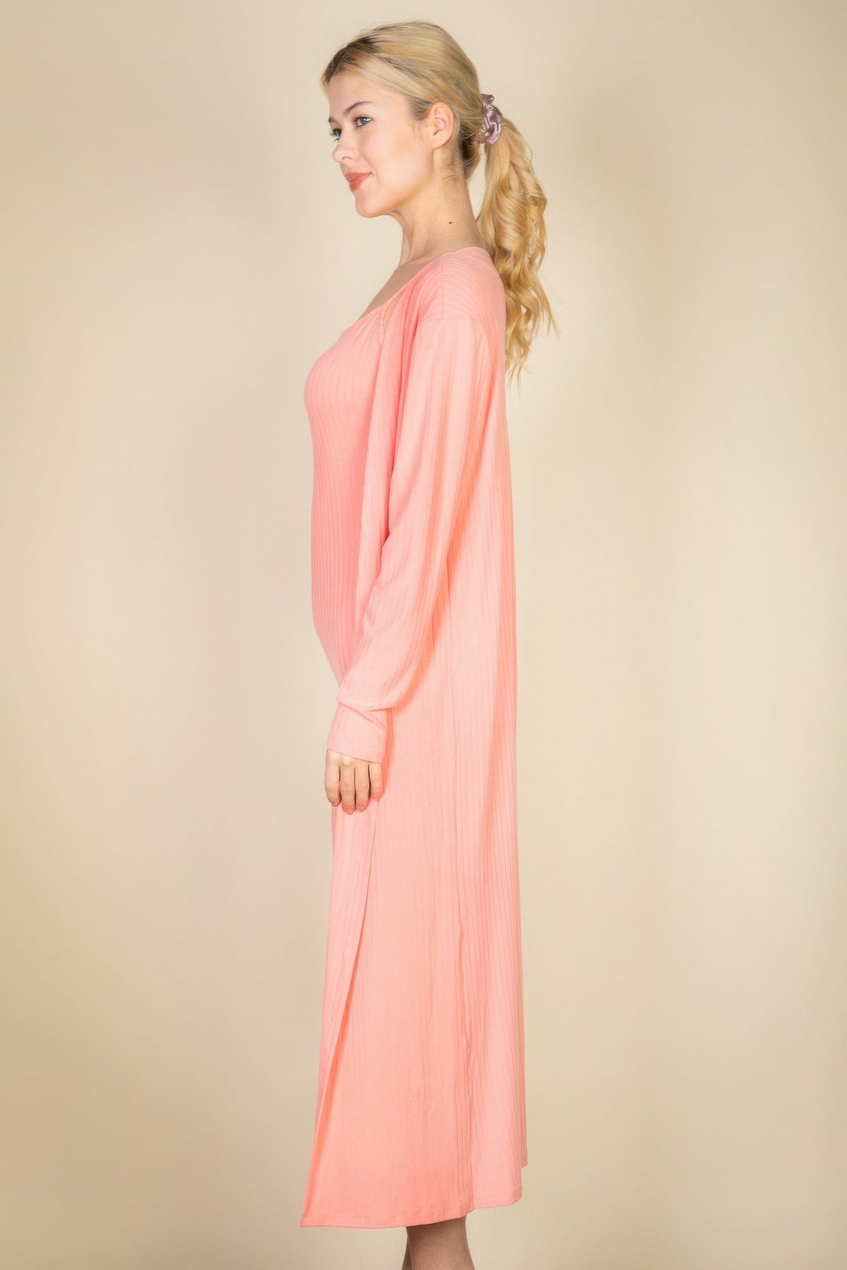 Ribbed Cardigan &amp; Cami Midi Bodycon Dress