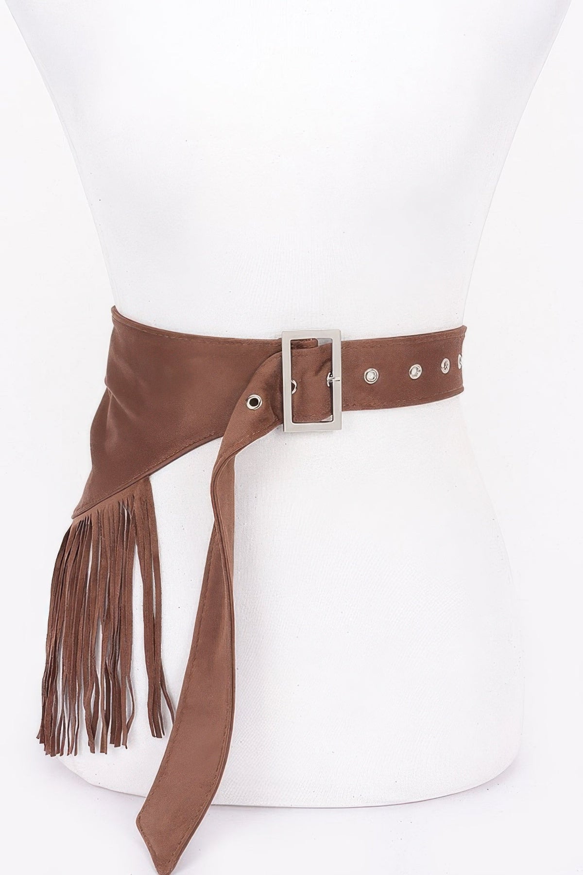Faux Suede Fringe Belt