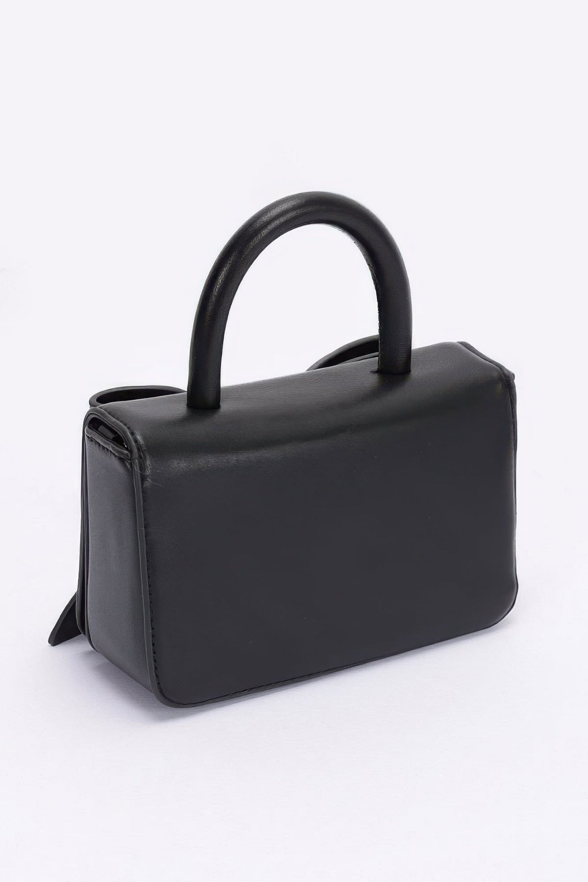 Faux Leather Ribbon Top Handle Bag