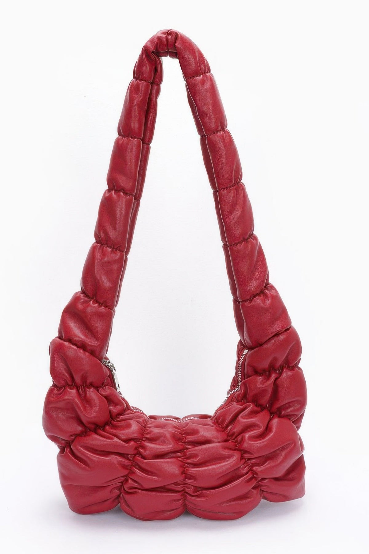 Pleated Faux Leather Crossbody Bag
