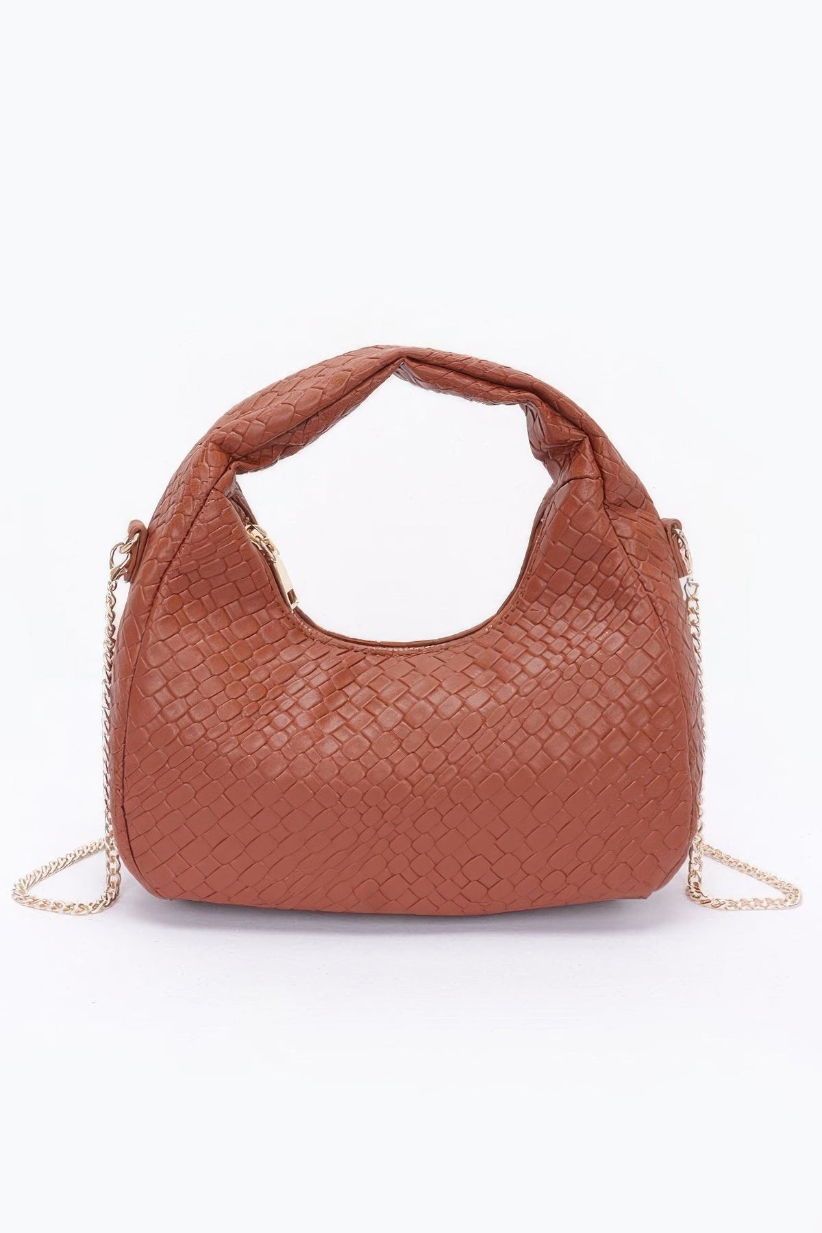 Embossed Faux Leather Hobo Bag