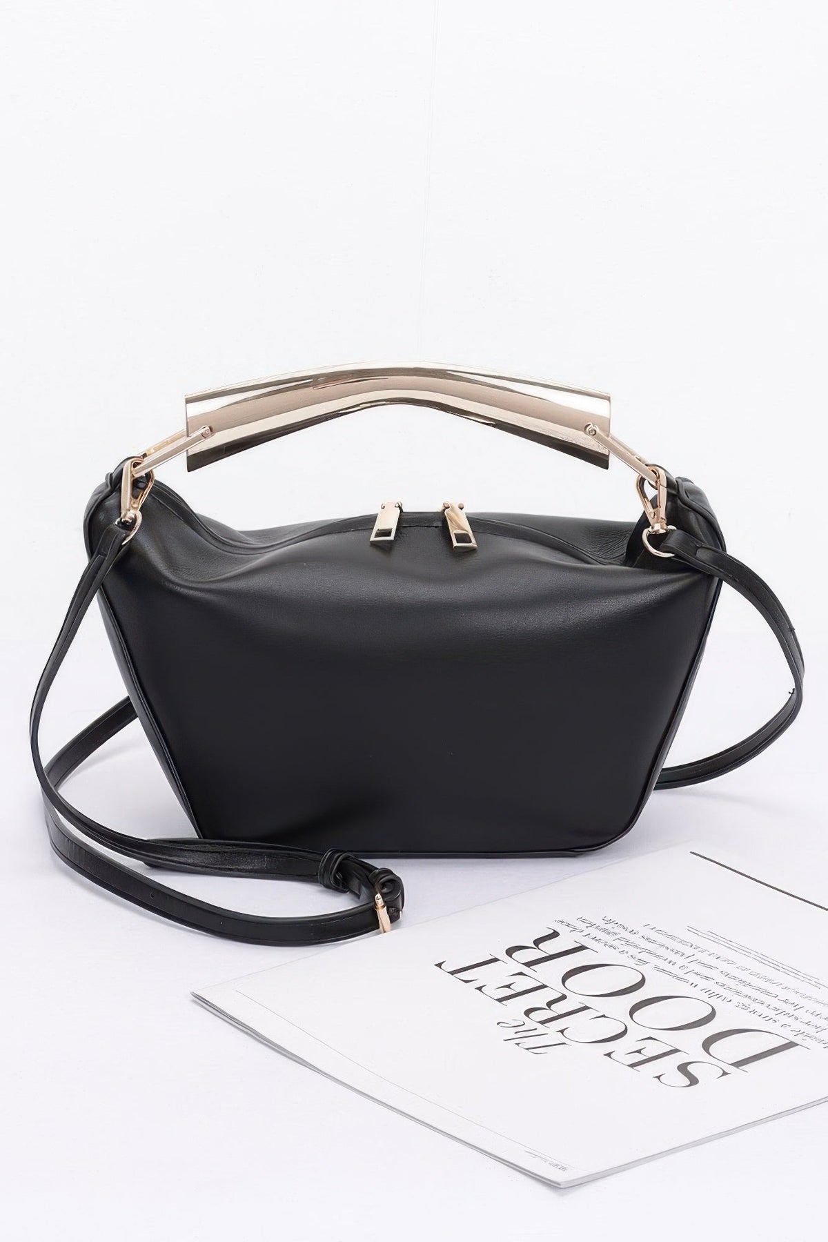 Faux Leather Metal Handle Bag