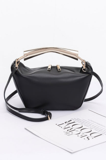 Faux Leather Metal Handle Bag