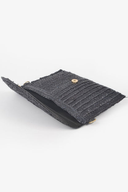 Straw Pom Pom Flap Bag