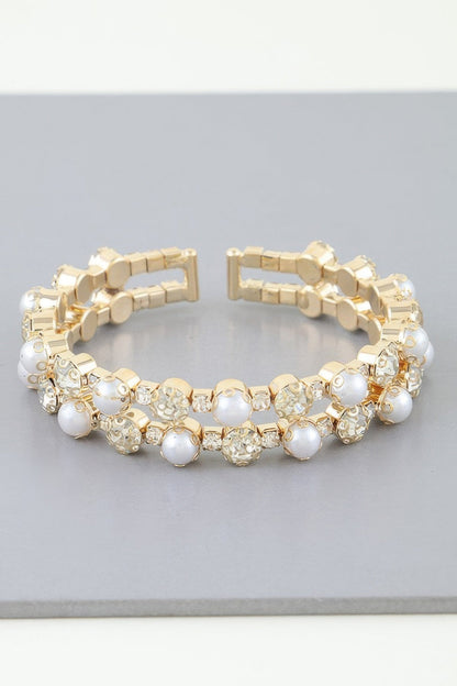 Double Pearled Cuff Bracelet