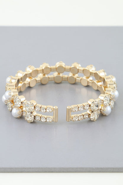Double Pearled Cuff Bracelet