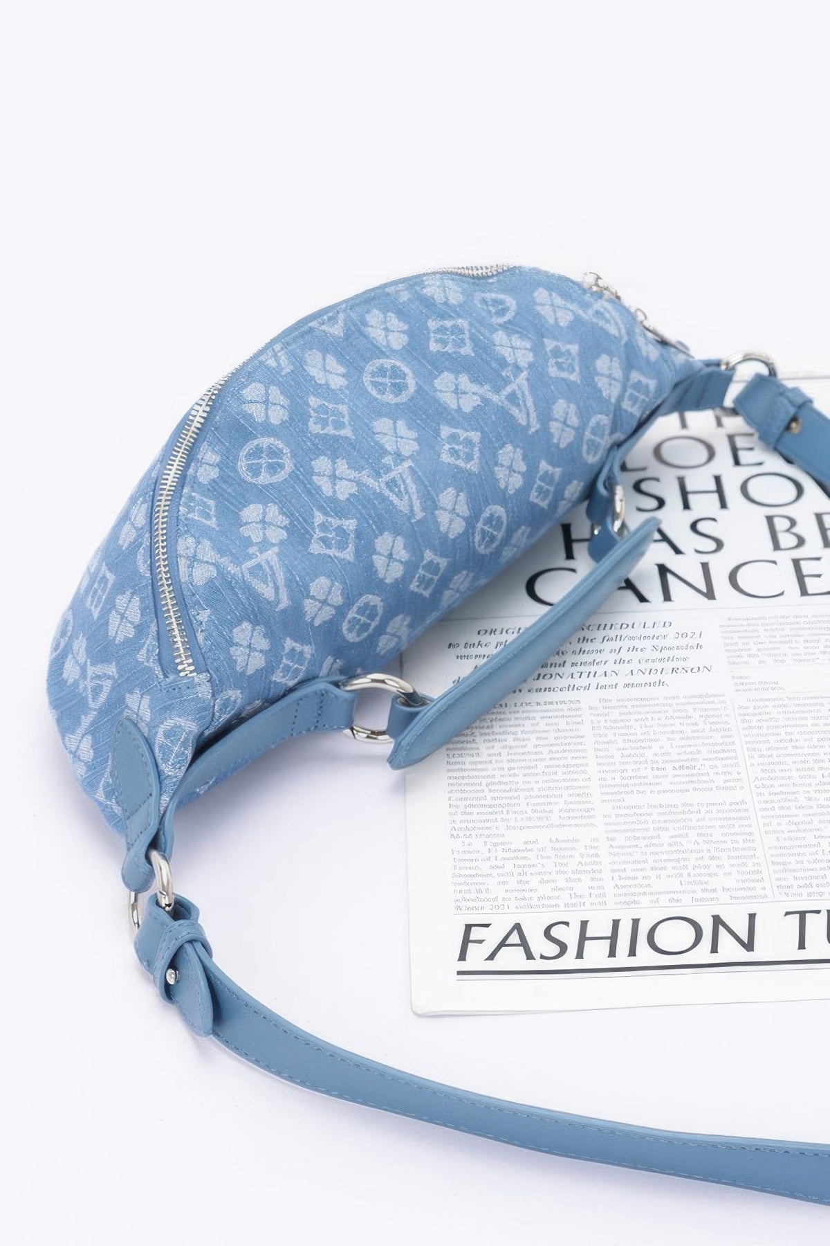 Embossed Denim Crossbody Bag