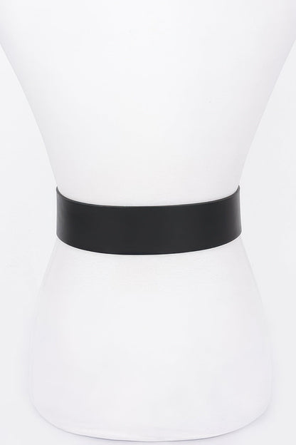 Rhinestone Metal Buckle Metallic Stretch Belt