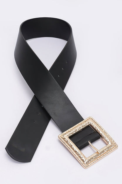 Hammered Metal Buckle Stretch Belt