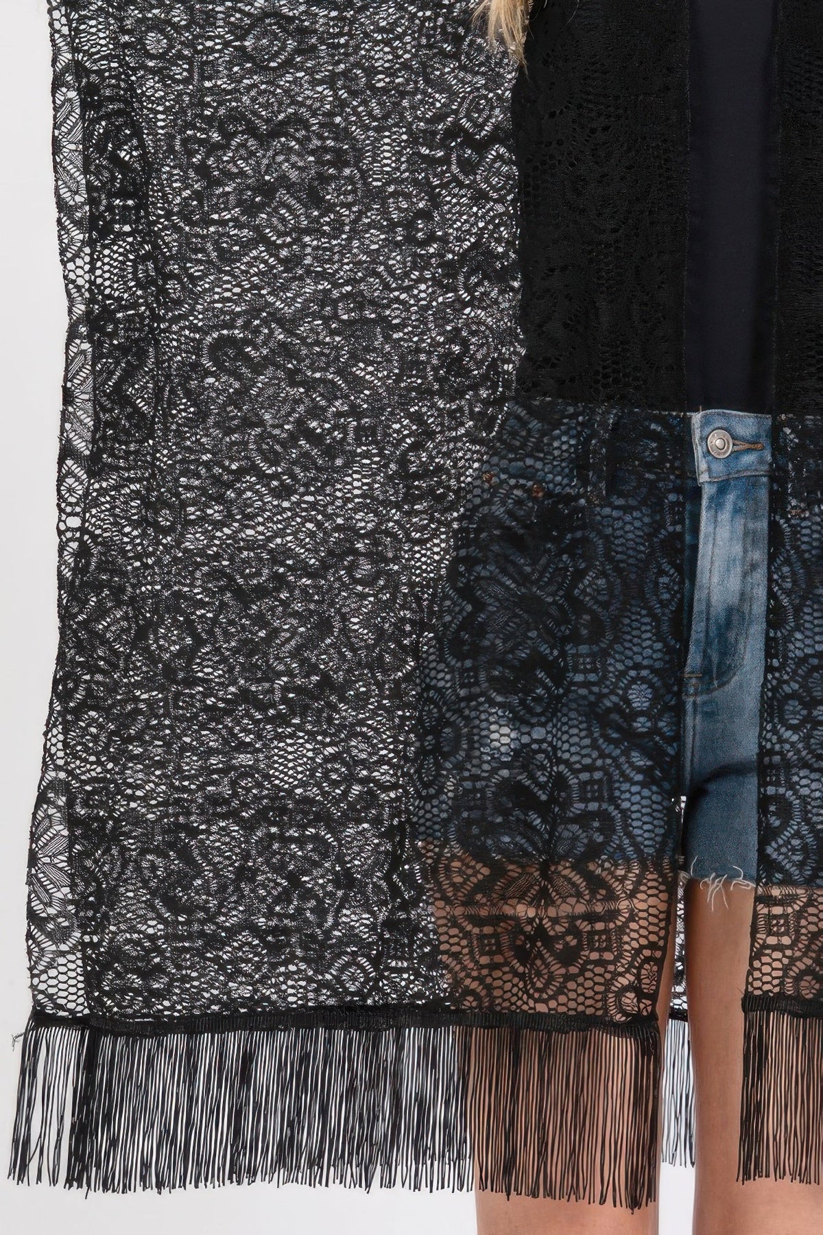 Flower Pattern Crochet Lace Tassel Cover Up