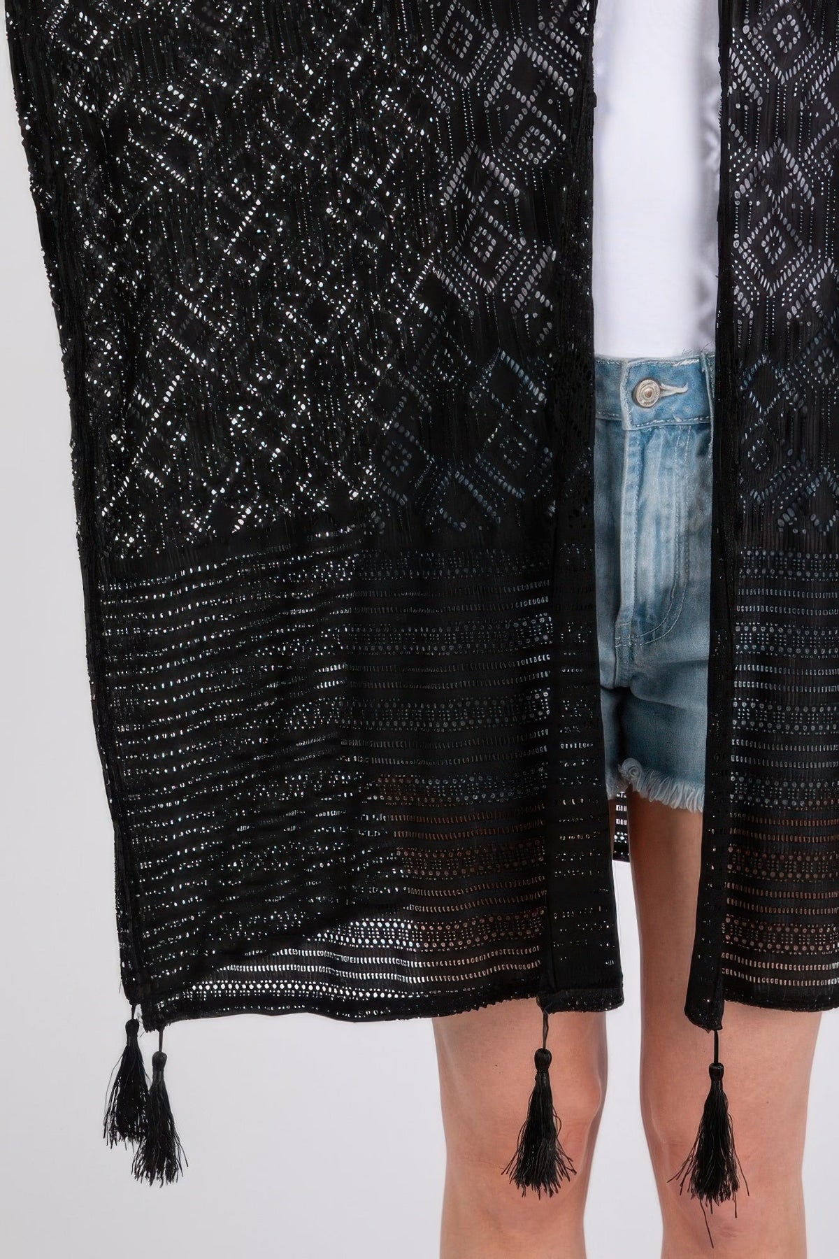 Geometric Pattern Tassel Cover Up