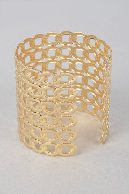 Wide Chain Metal Cuff Bracelet