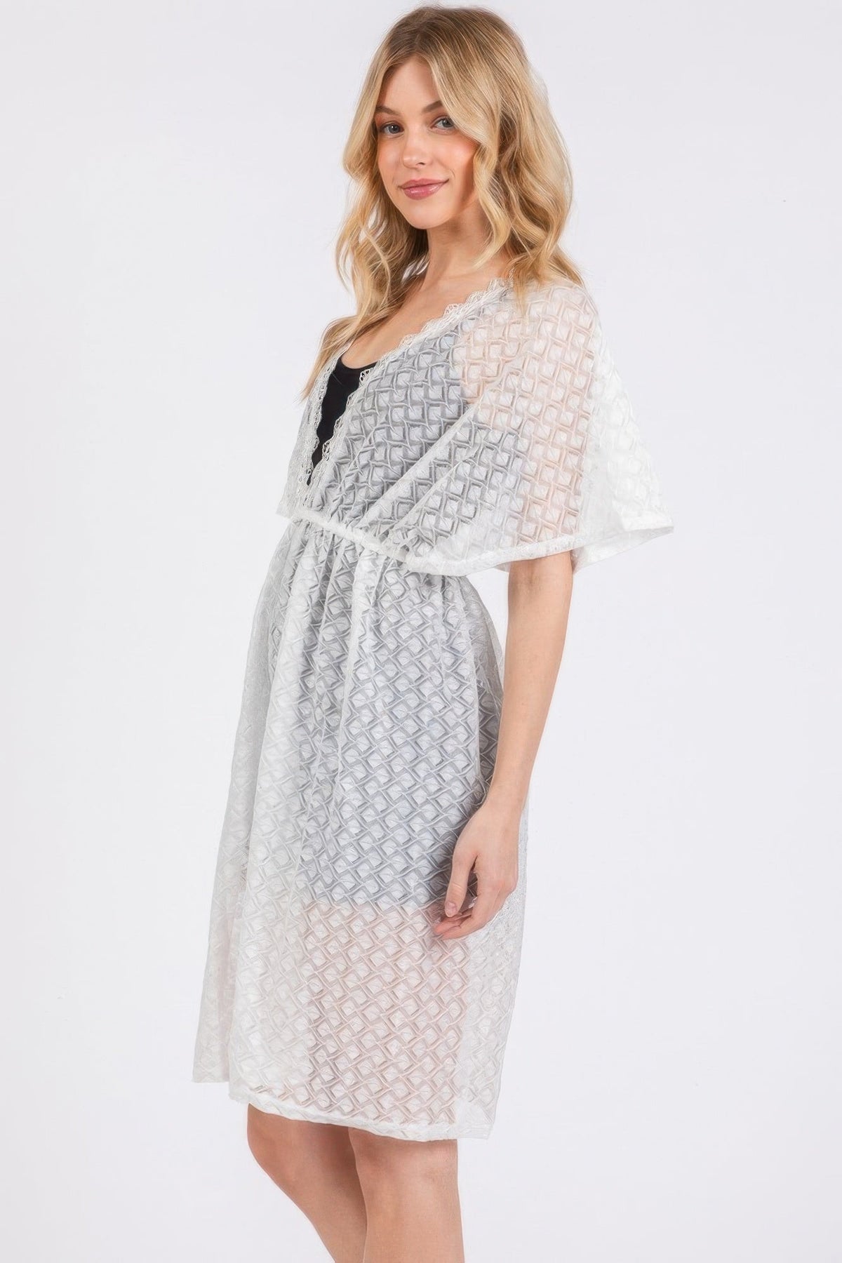 V-neck Detailed Crochet Lace Cover Up