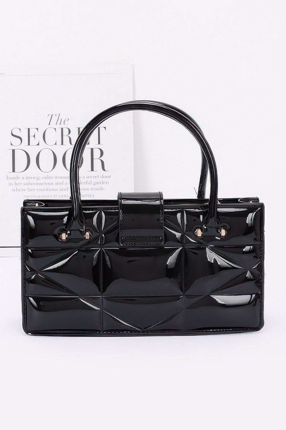 Embossed Enamel Handle Clutch