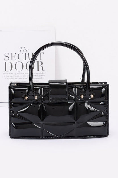 Embossed Enamel Handle Clutch
