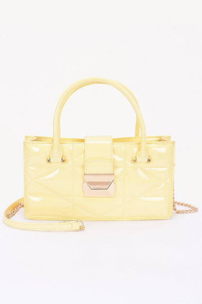 Embossed Enamel Handle Clutch
