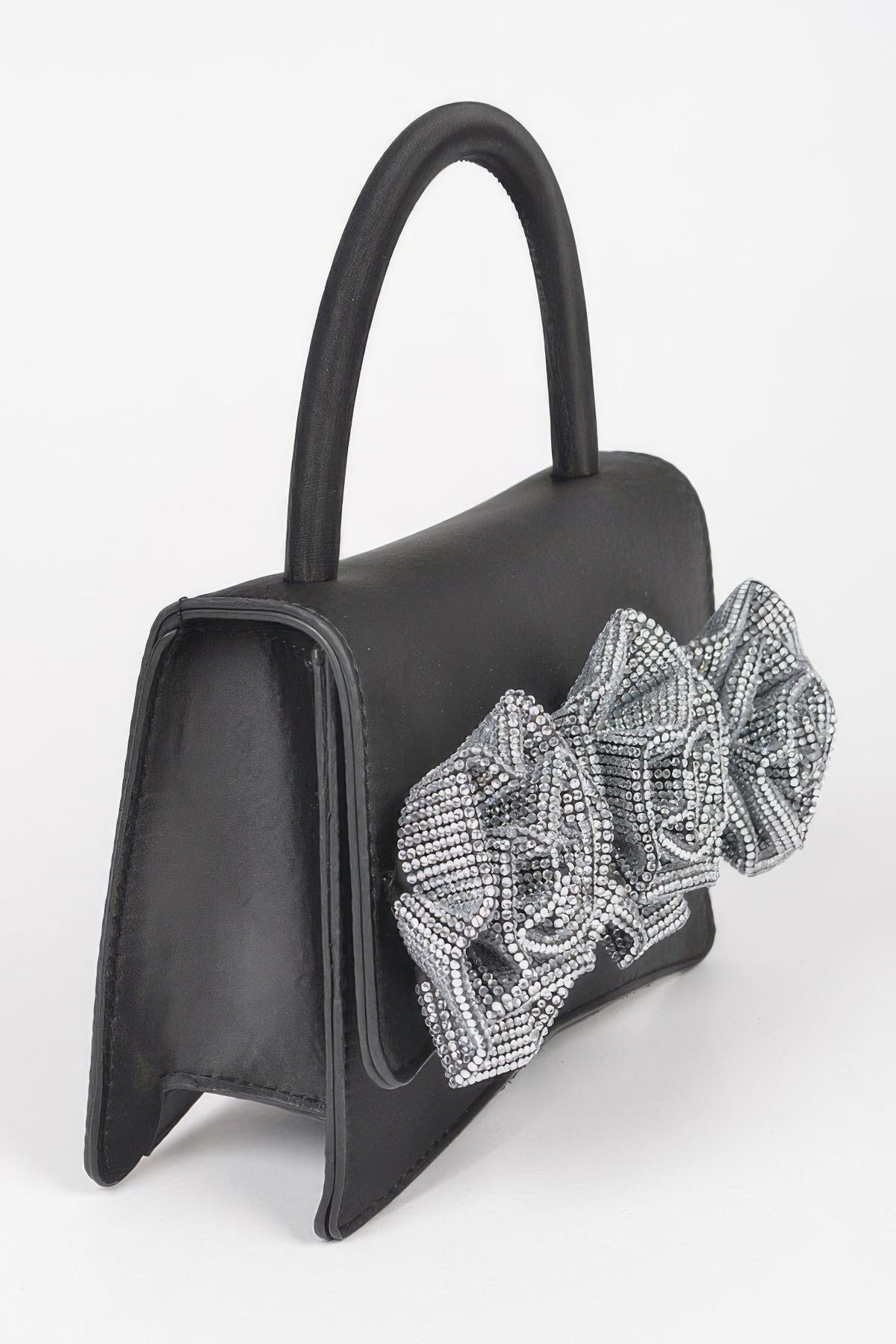 Faux Leather Rhinestone Hot Fix Flower Bag