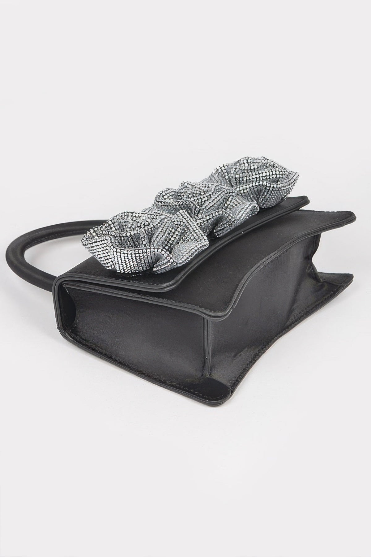 Faux Leather Rhinestone Hot Fix Flower Bag
